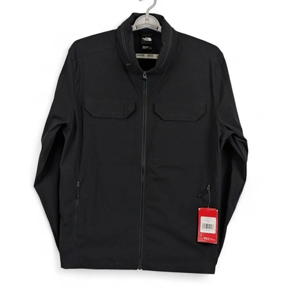 The North Face Mens Packable Travel‎ Jacket Mens XL Black Logo Hidden Hood Gorp